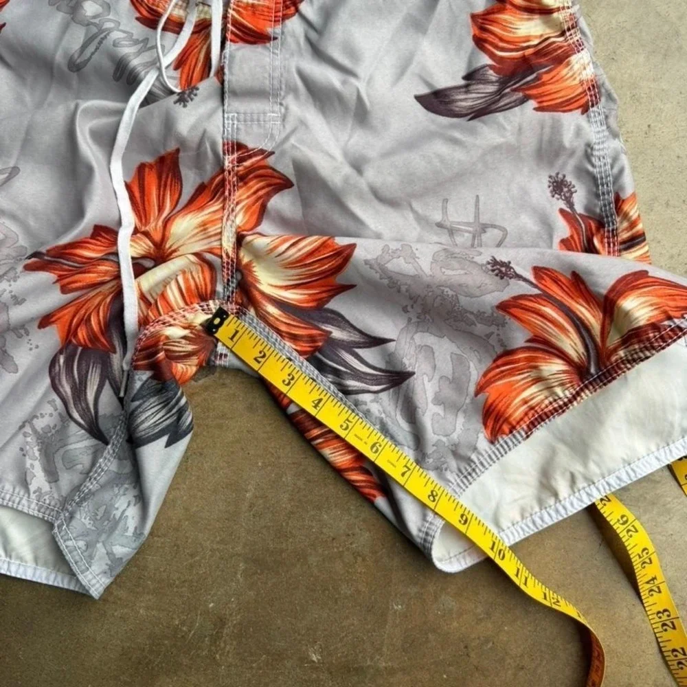 Vintage Y2K Orange grey billabong floral swim trunks size 32